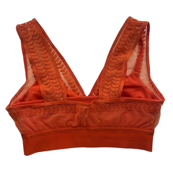 Free People movement Orange V-Neck sports Bra, Lace,Textured,Lined, Small,New - Picture 4 of 9